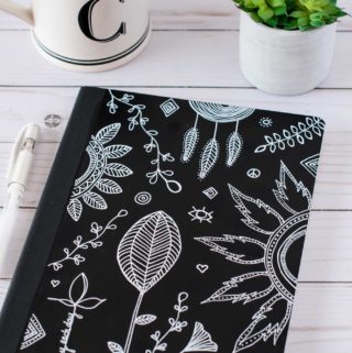 Black & white DIY art journal cover