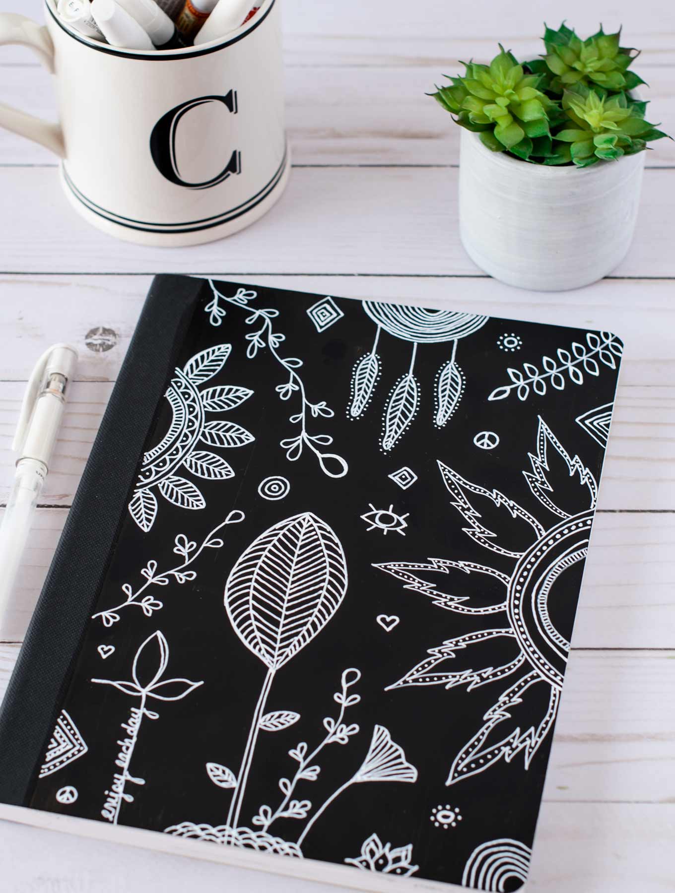 Black & white DIY art journal cover