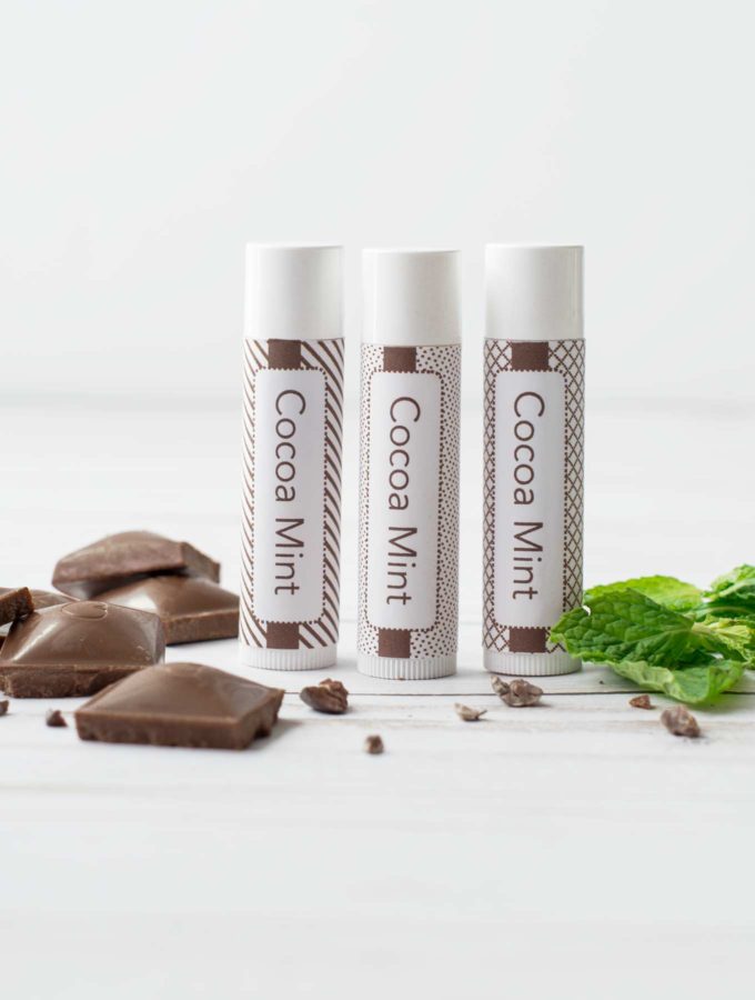 Three tubes of home made cocoa mint lip balm