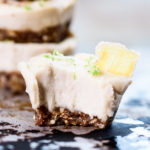 Close up No Bake Lemongrass Cheesecake with Candied Ginger Crust