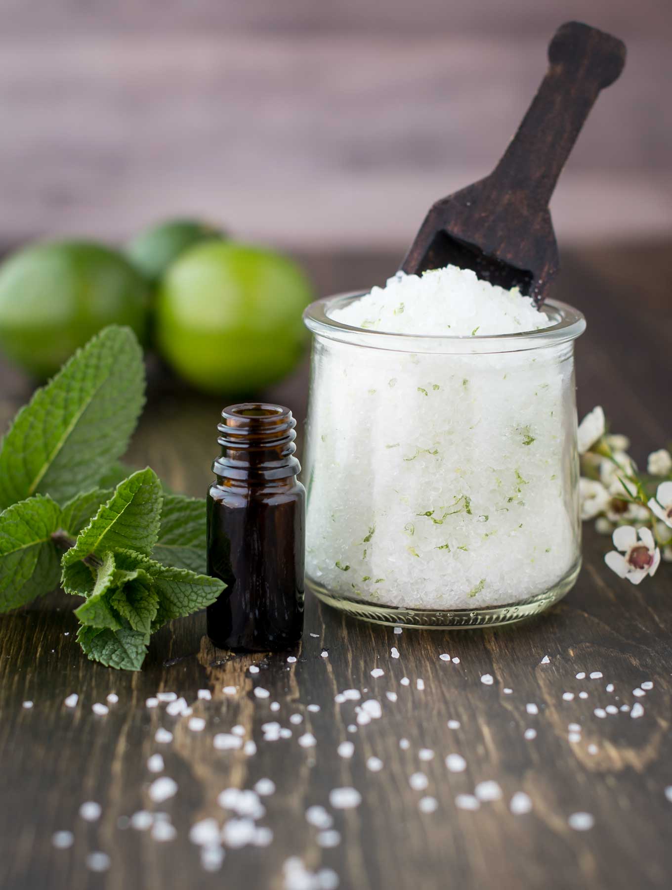 Jar of Mojito Bath Salts with Mint and Lime
