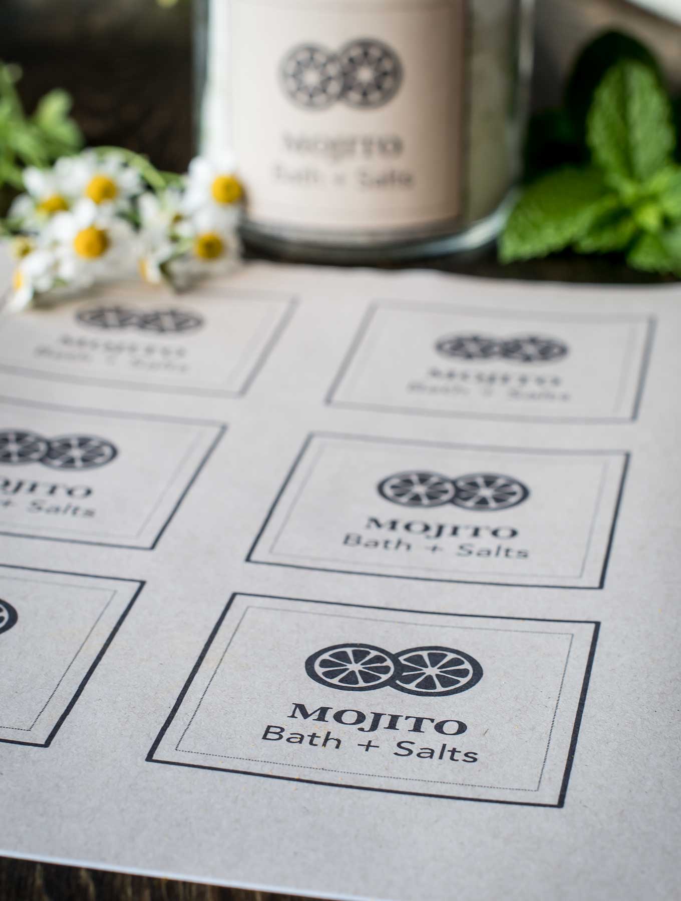 DIY Mojito Bath Salts Printable Labels