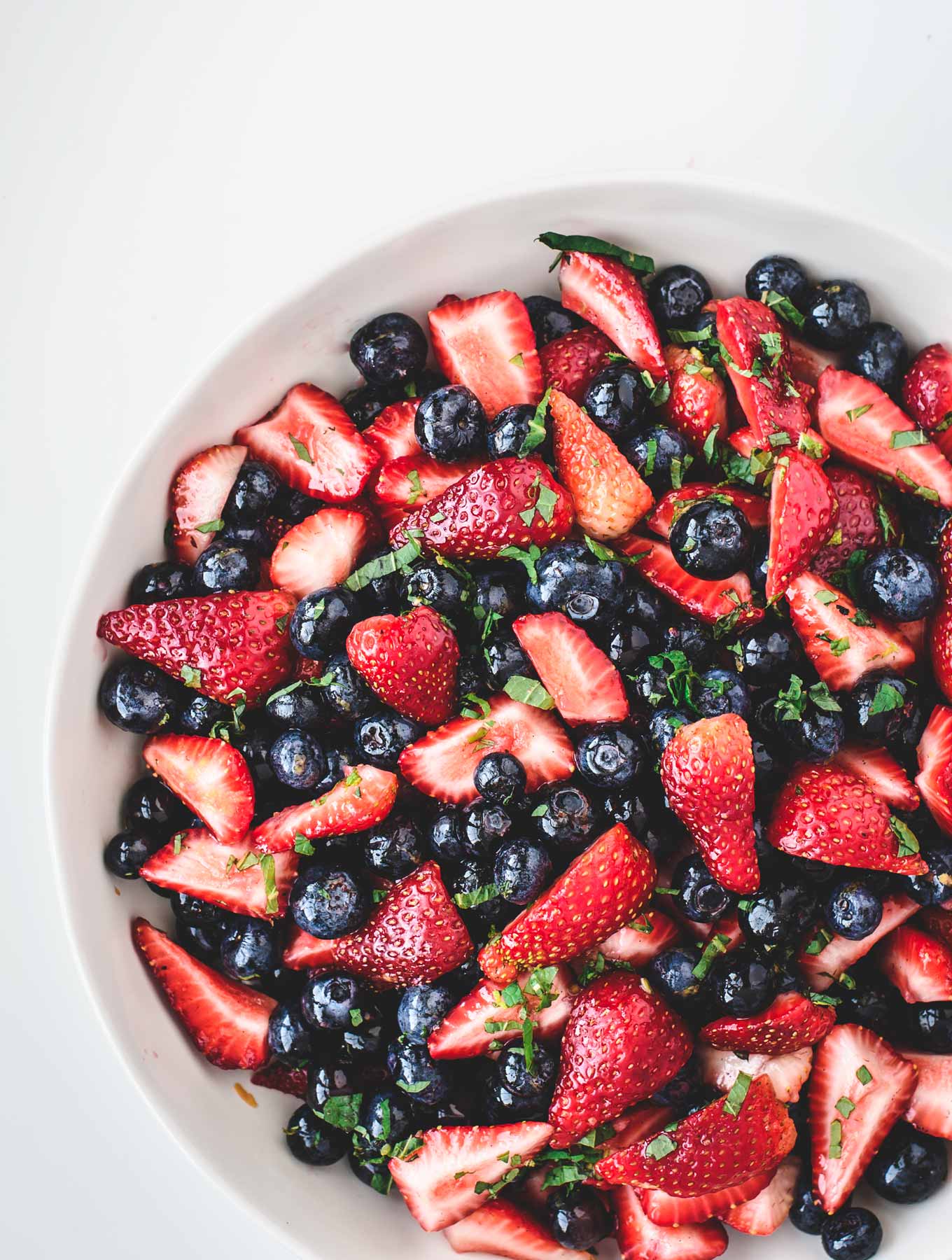 Bowl of lemon berry mint salad