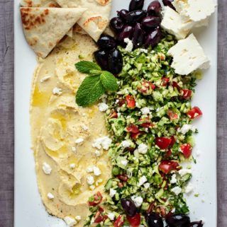 Platter of Zucchini Tabouleh with Hummus