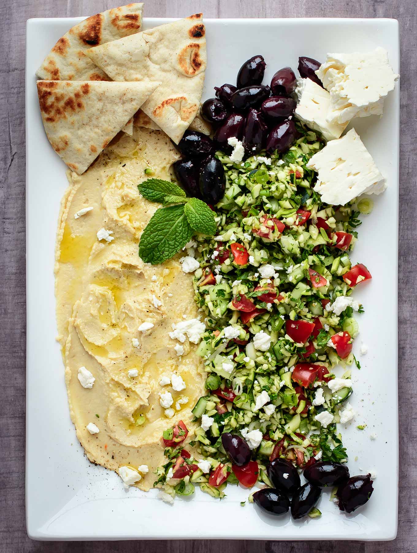 Platter of Zucchini Tabouleh with Hummus