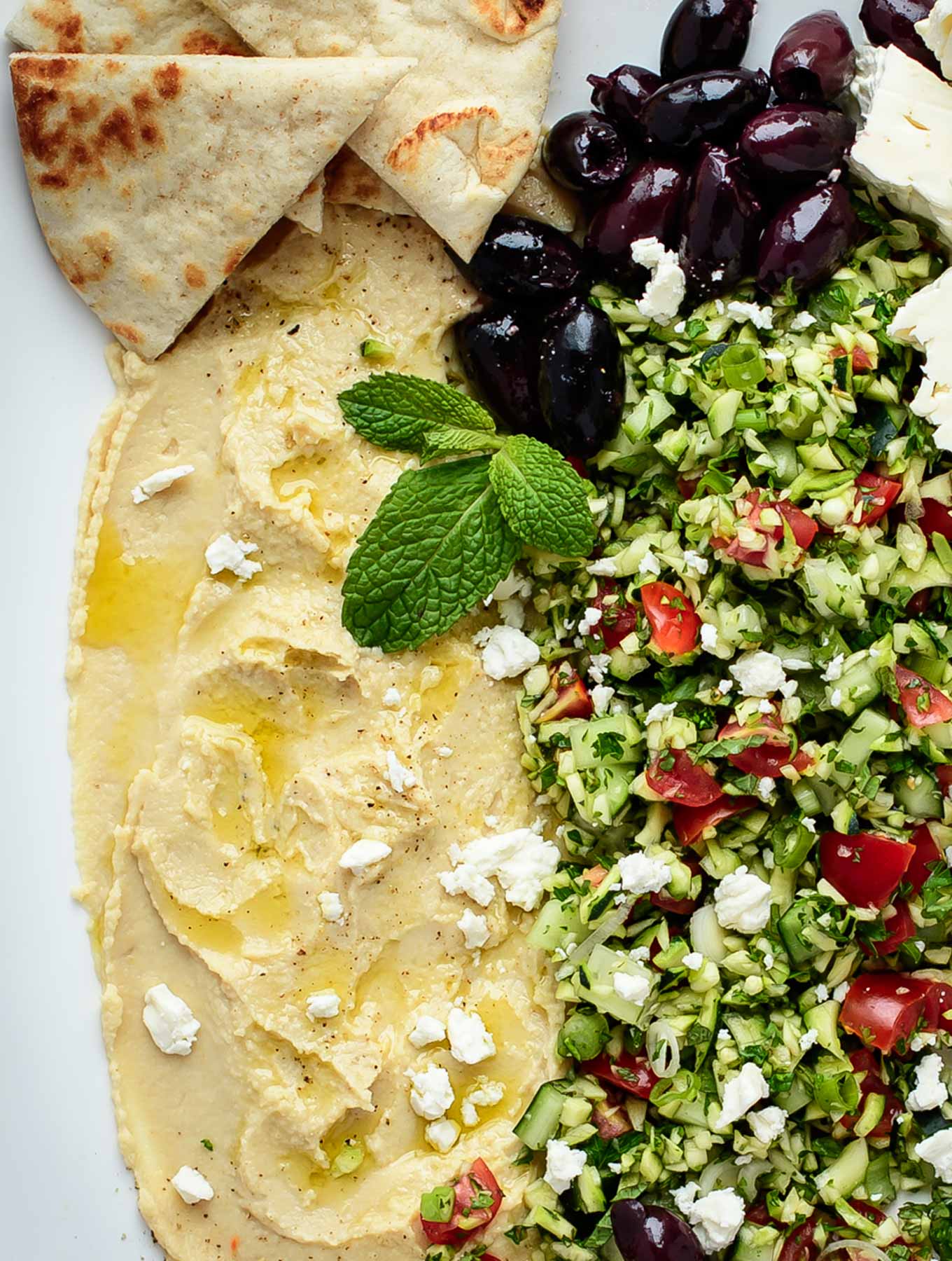 Platter of Zucchini Tabouleh with Hummus