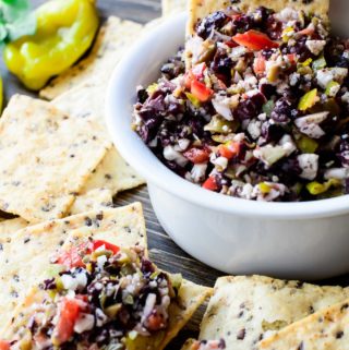 Olive Salsa with crackers