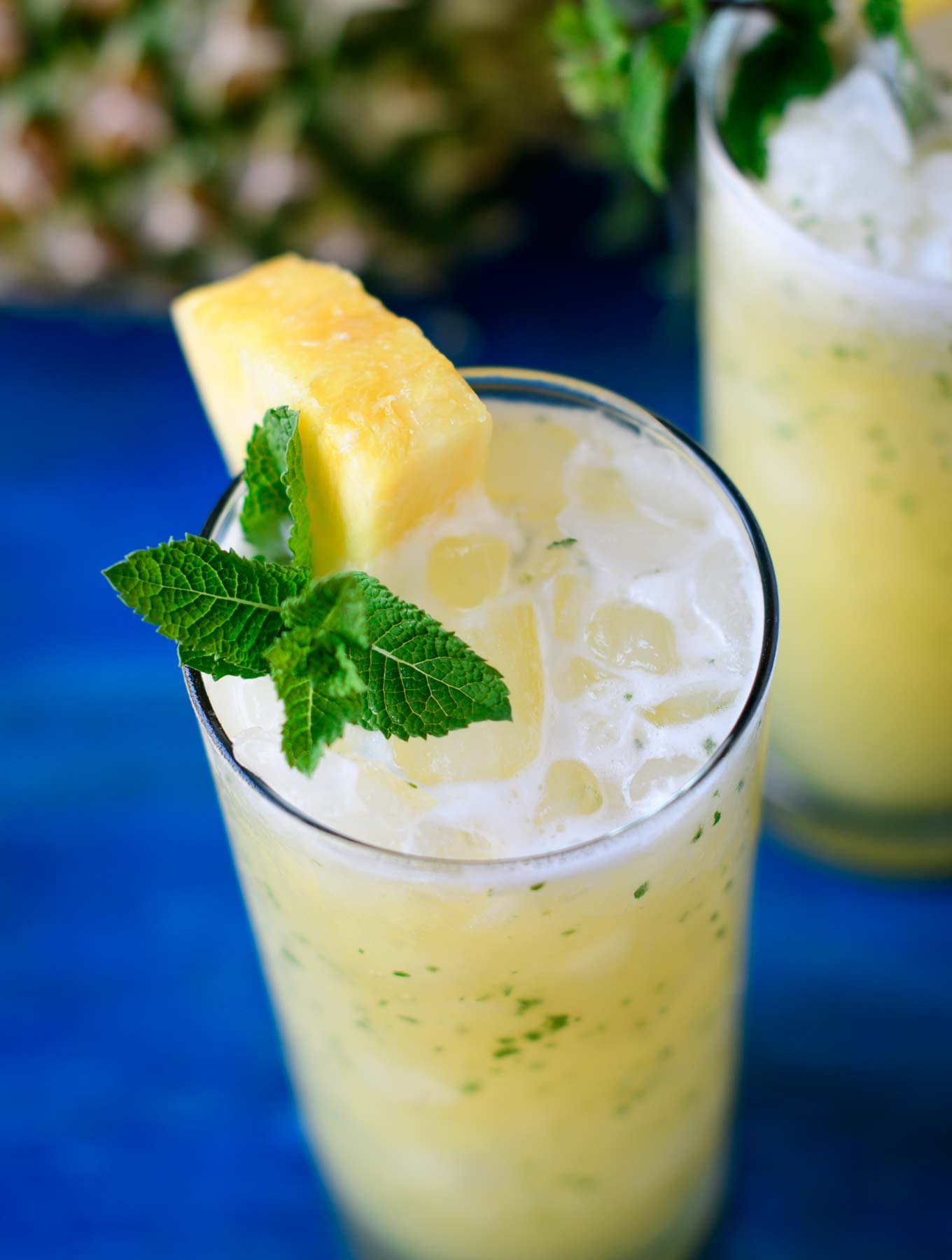 Close up of pineapple ginger faux-jito