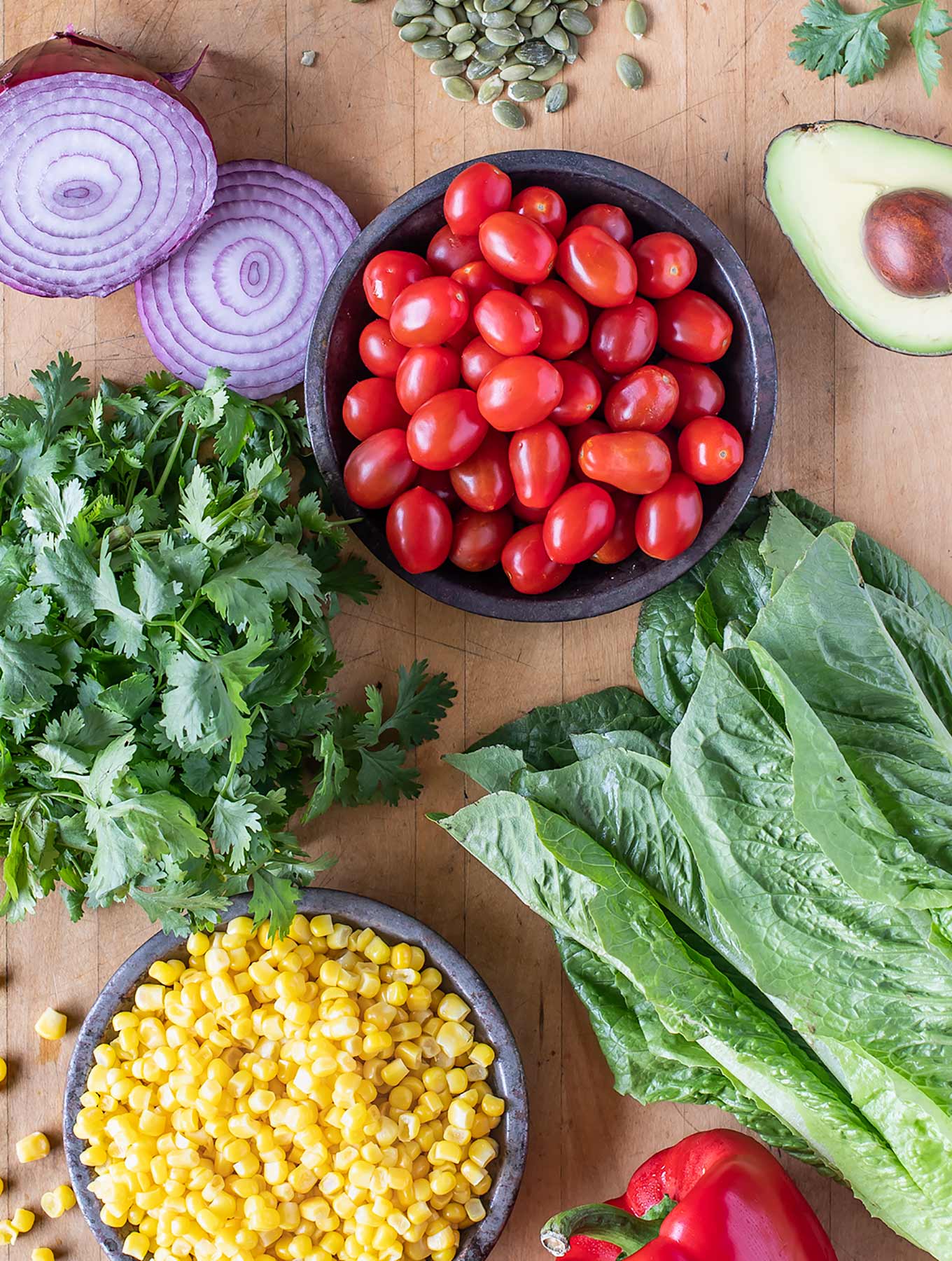 Assortment of fresh salad ingredients