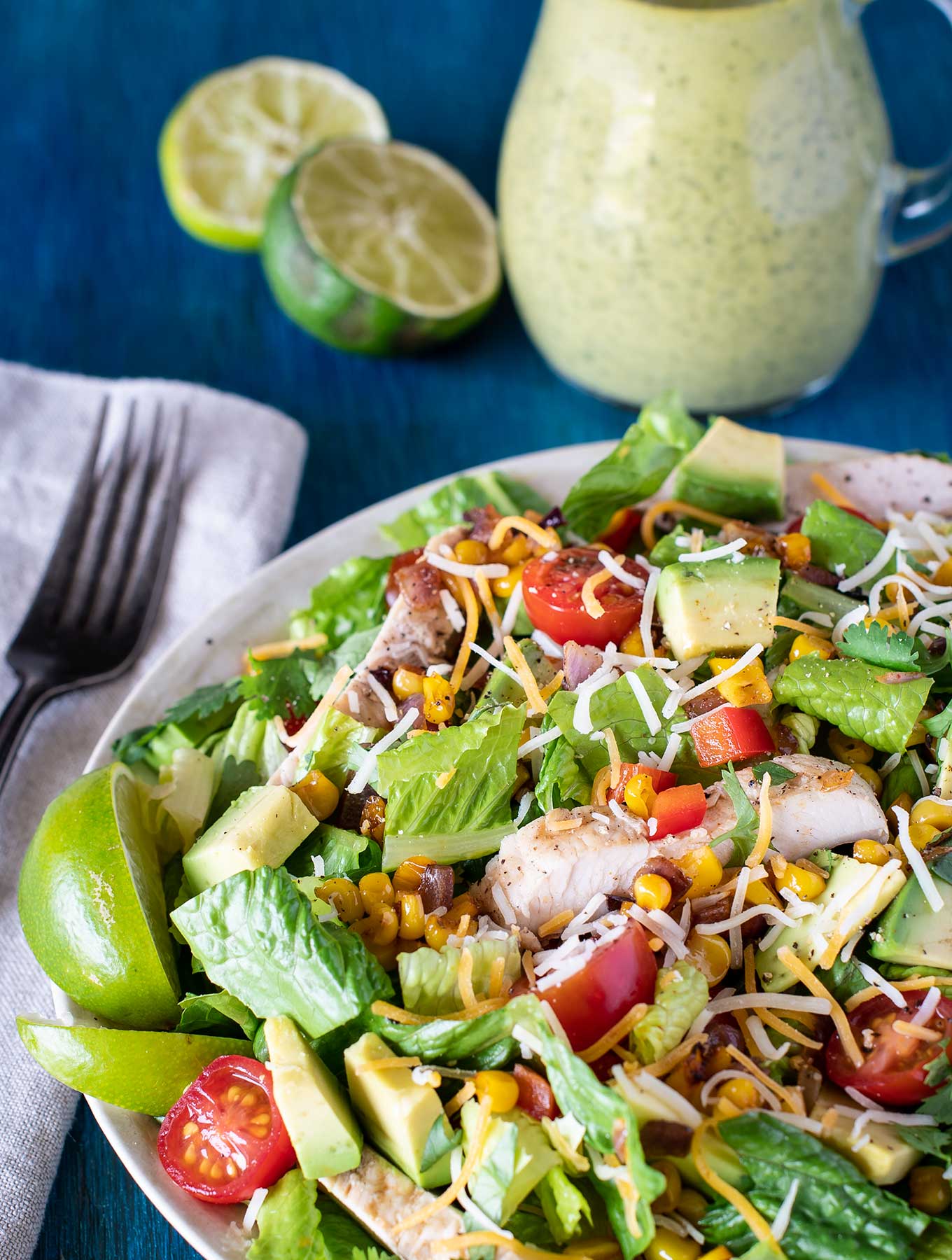 Bowl of Tex Mex Chicken Salad with Cilantro Lime dressing