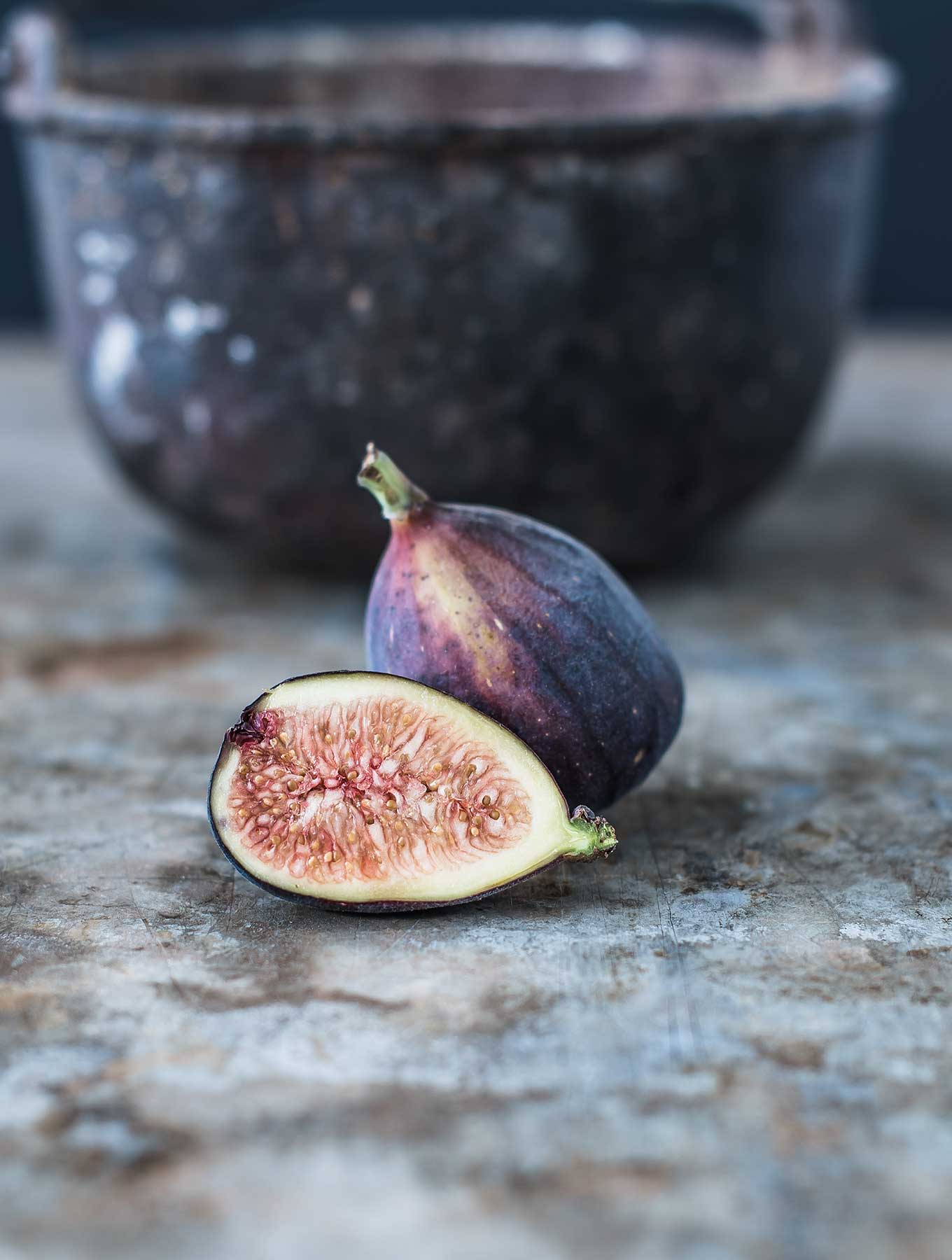 Fresh mission fig cut in half