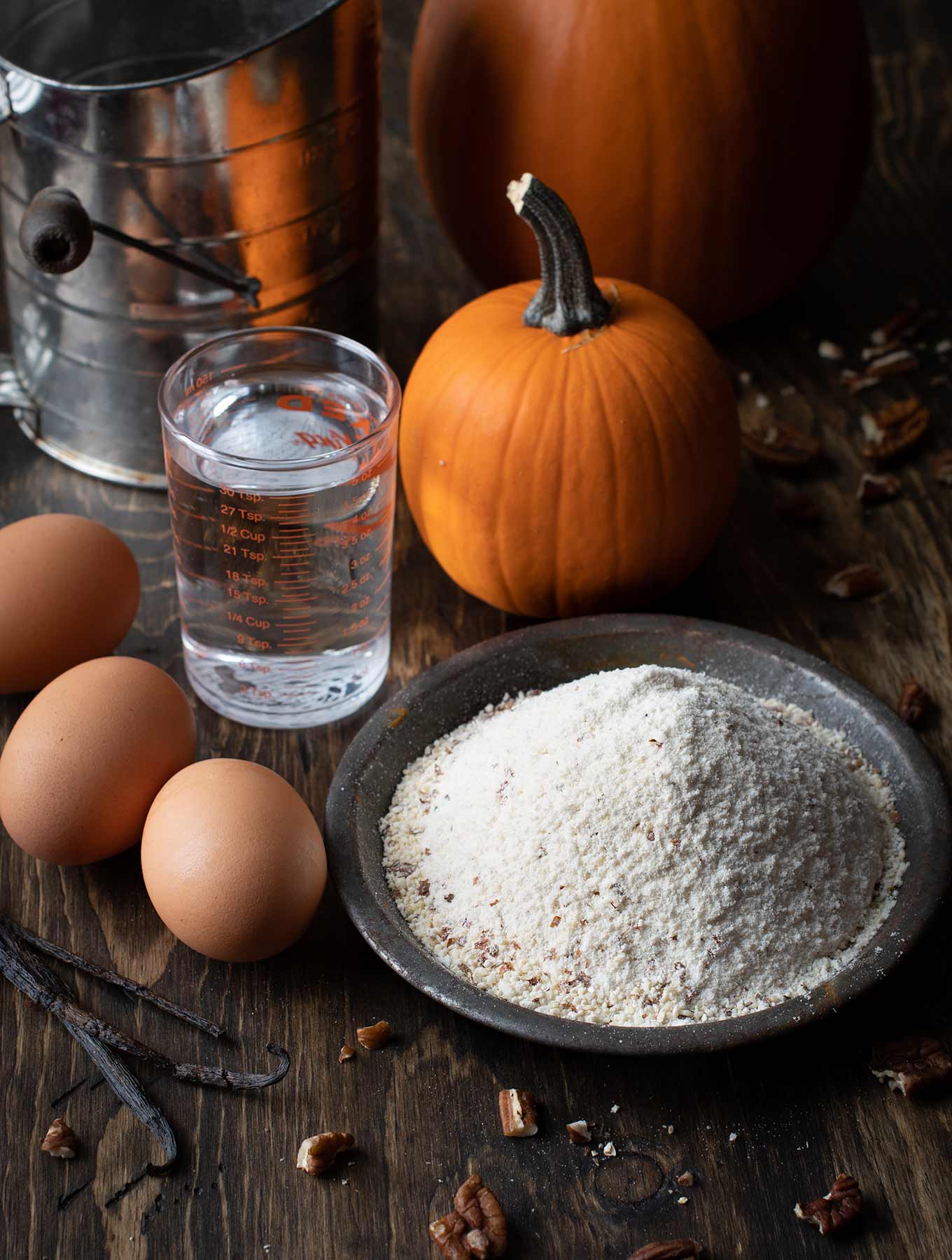 Ingredients for pumpkin spiced pancakes