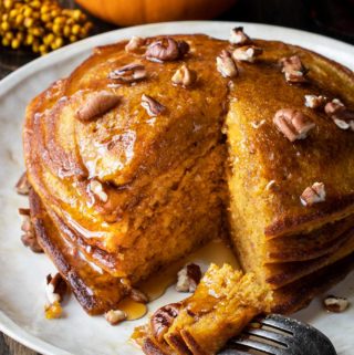 Stack of pumpkin spiced pancakes