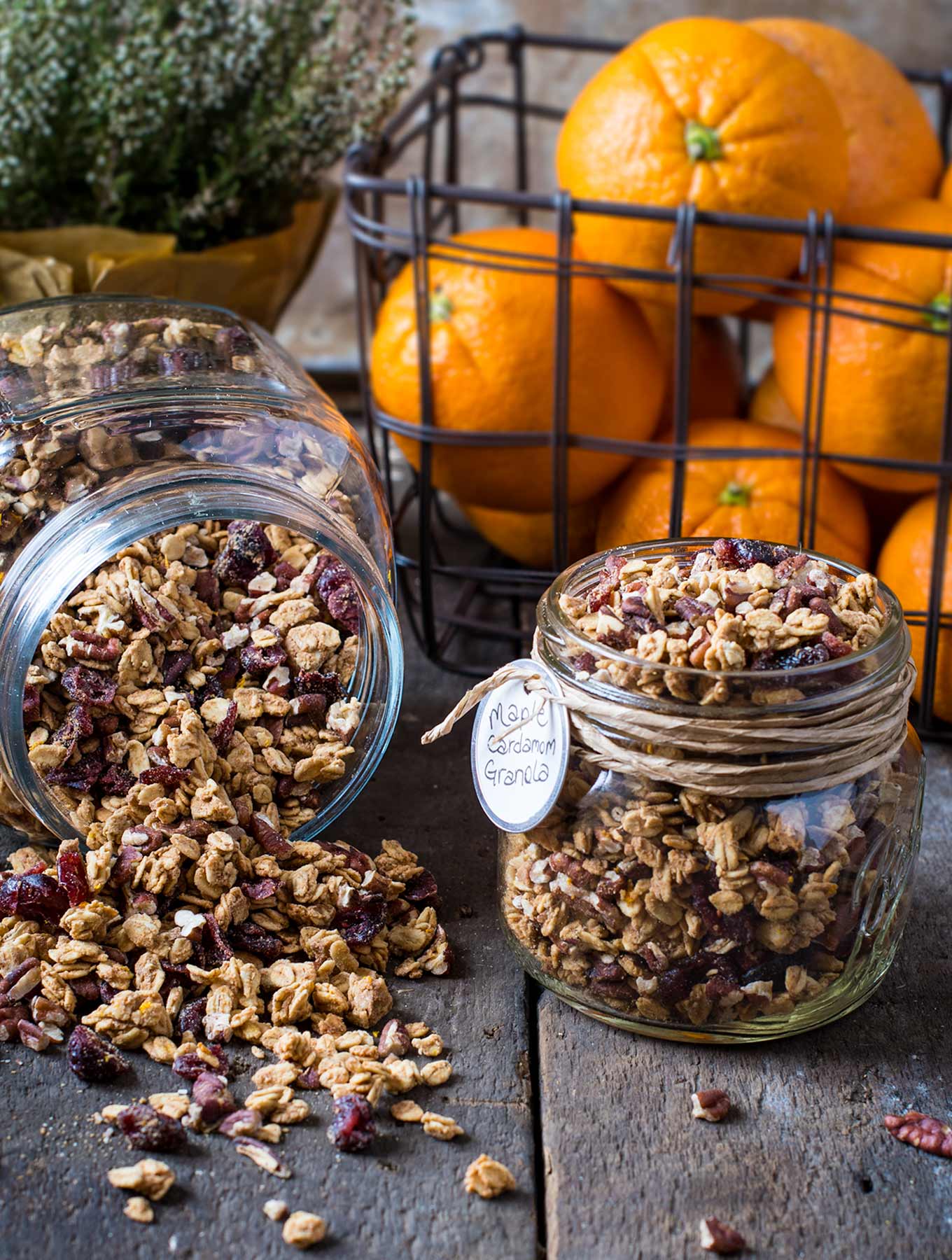 Maple Cardamom Granola in a glass jar