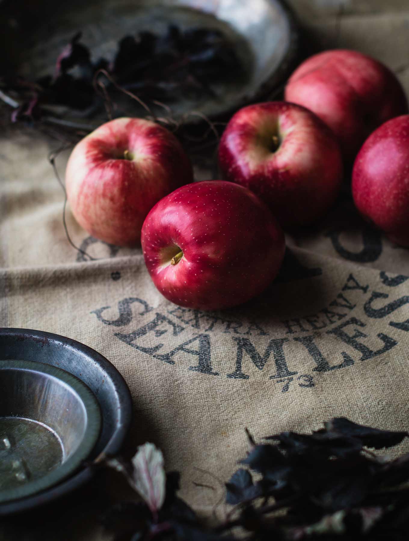 Apples on a burlap sack