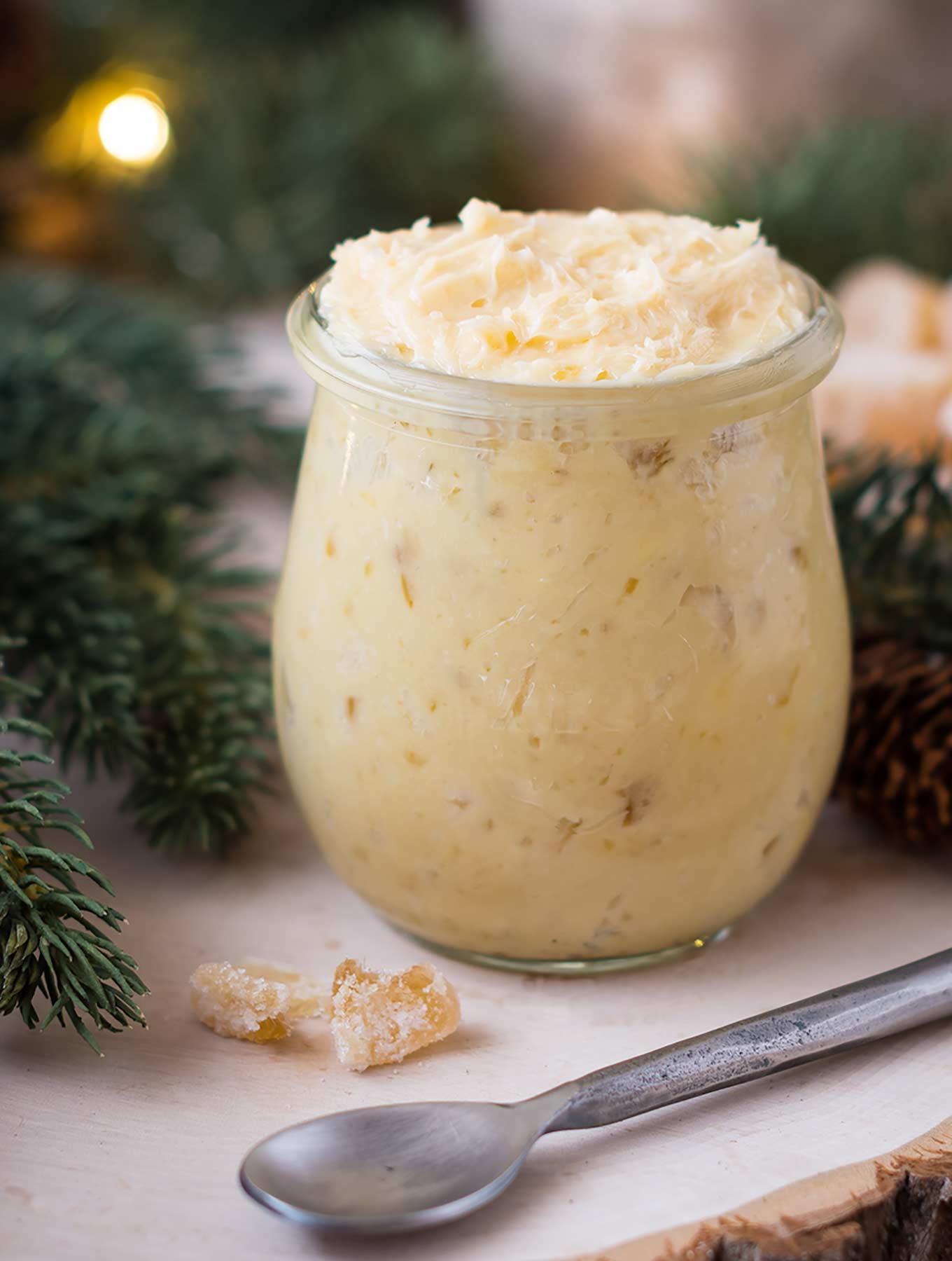 Jar of candied ginger butter