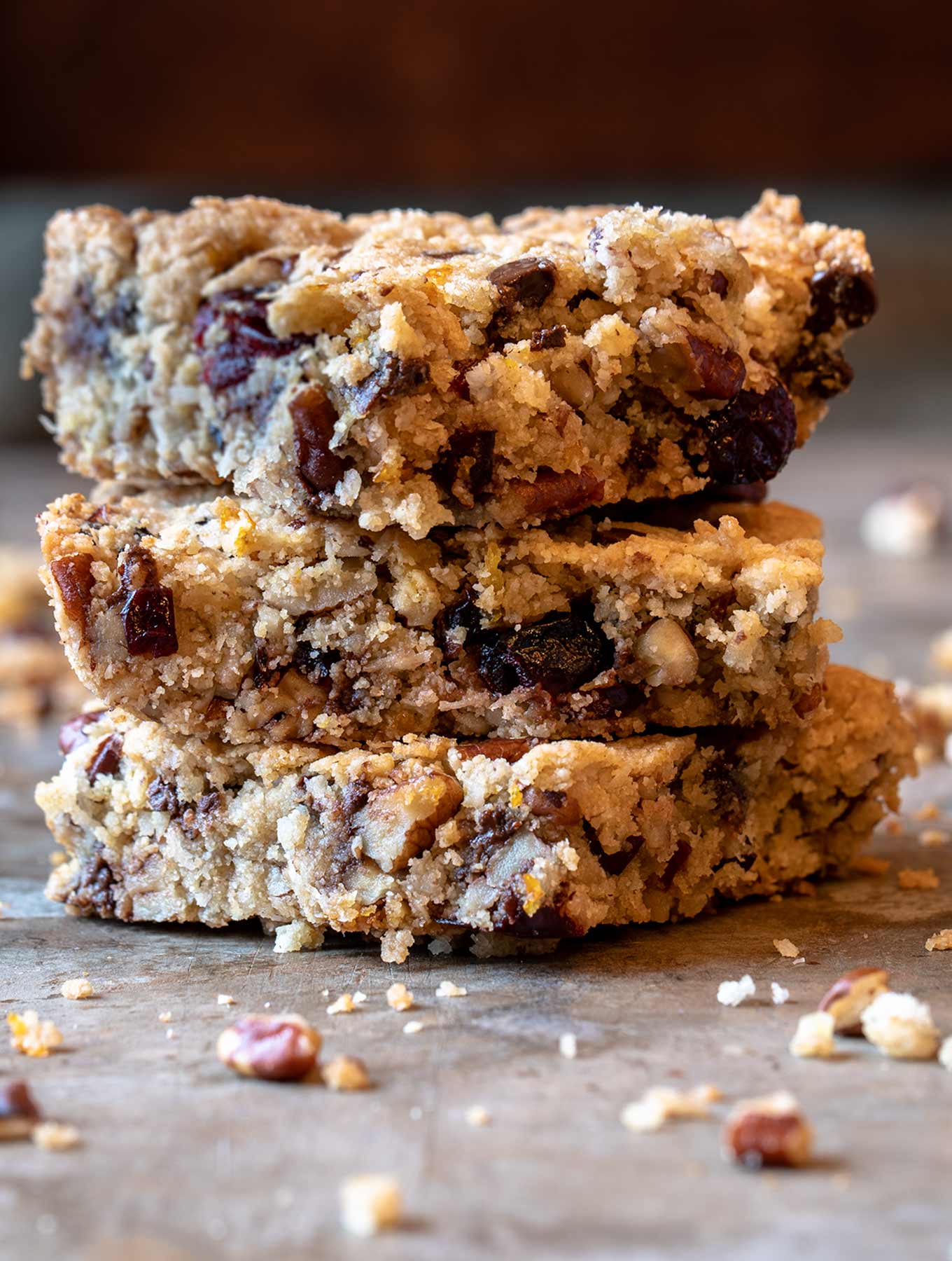 Stack of orange cranberry chocolate bars