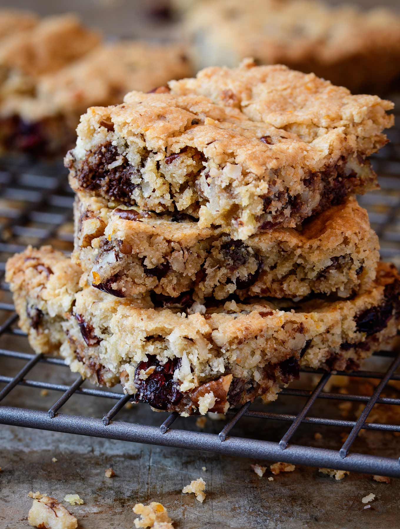 Stack of orange cranberry chocolate bars