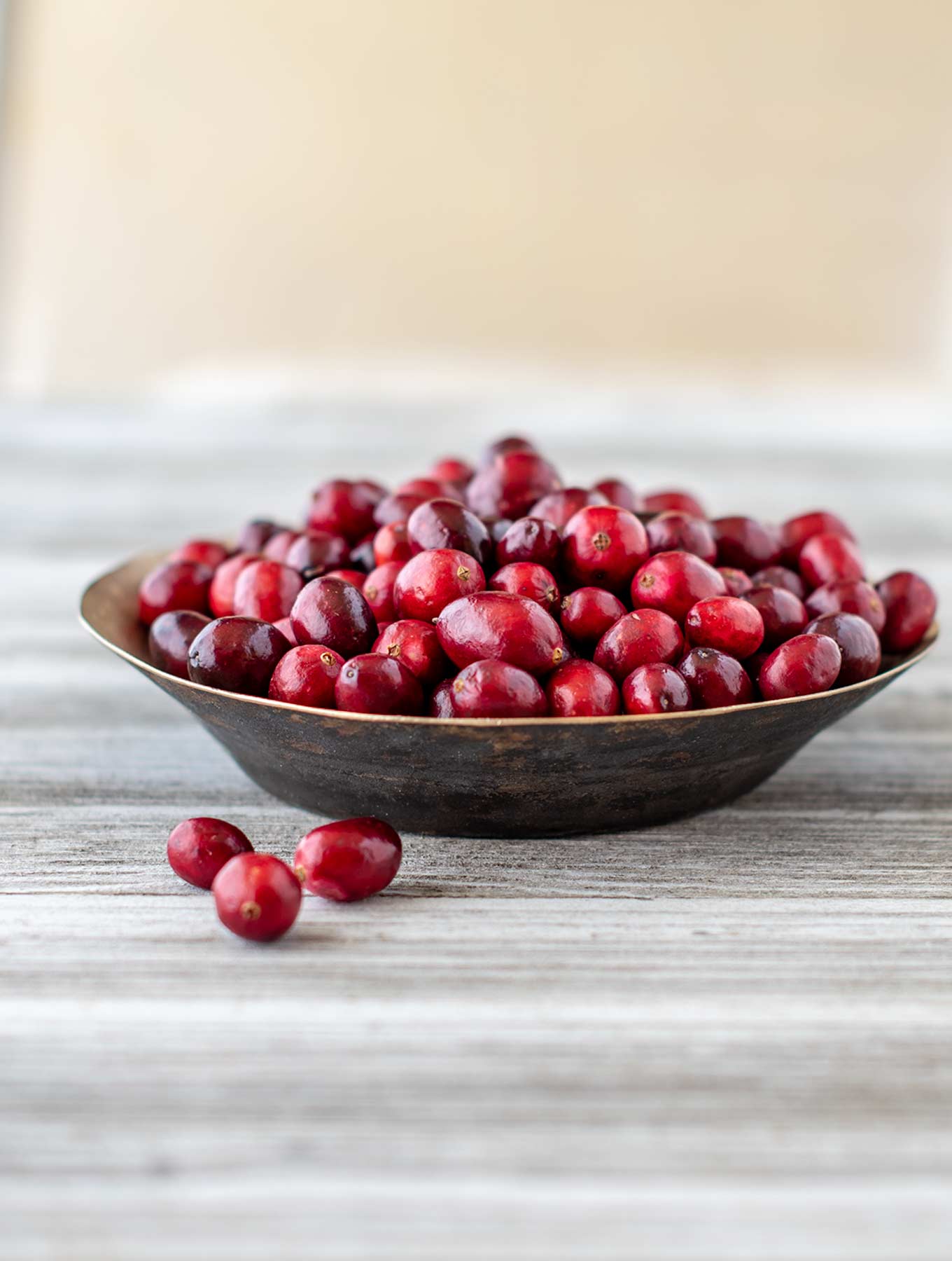 Bowl of fresh cranberries