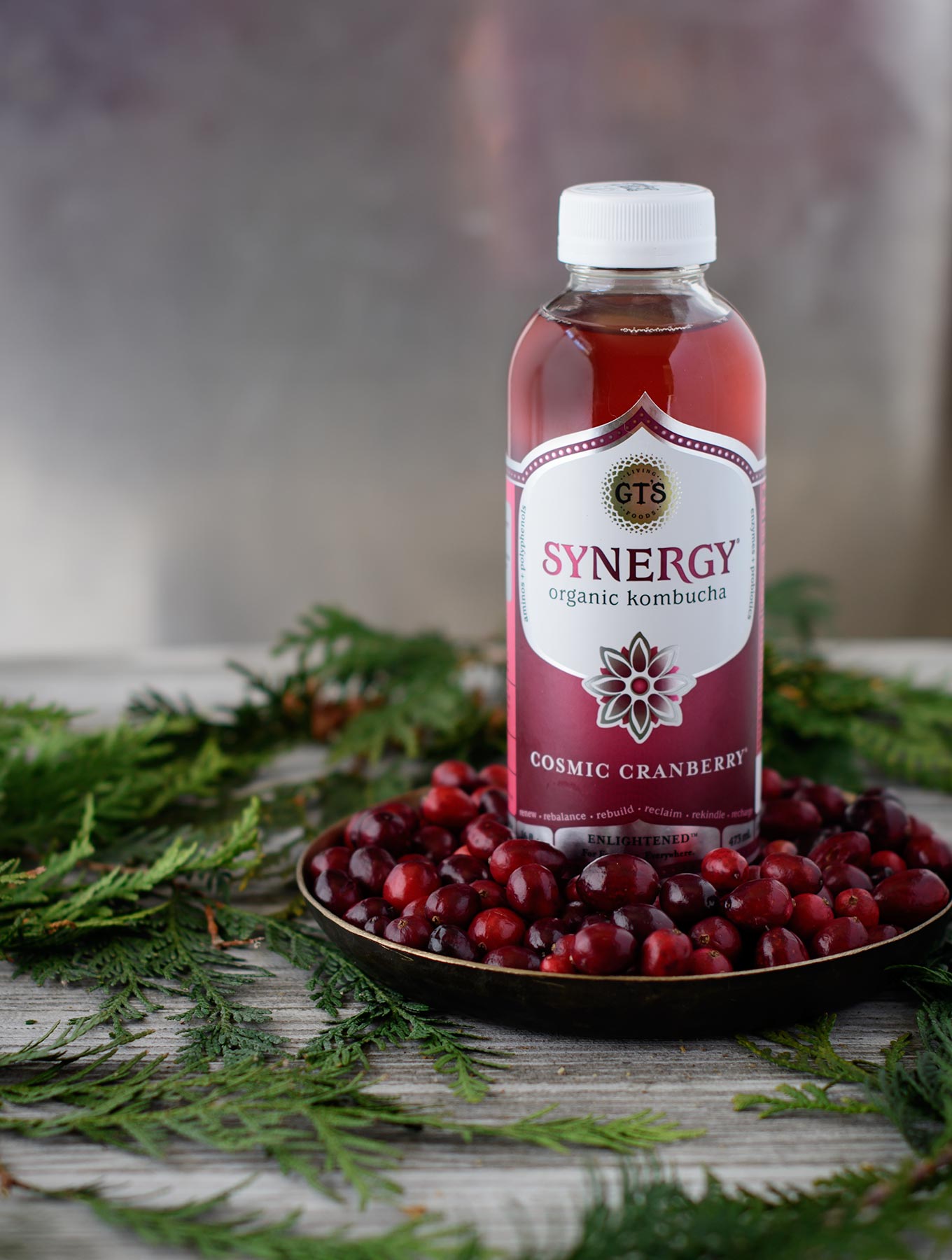 Cosmic cranberry kombucha with fresh cranberries