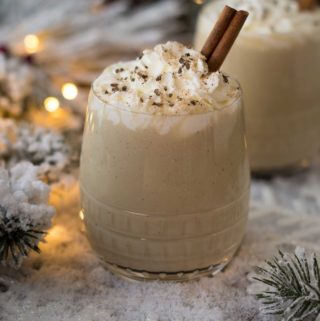 Cardamom eggnog with whipped cream and smoked salt