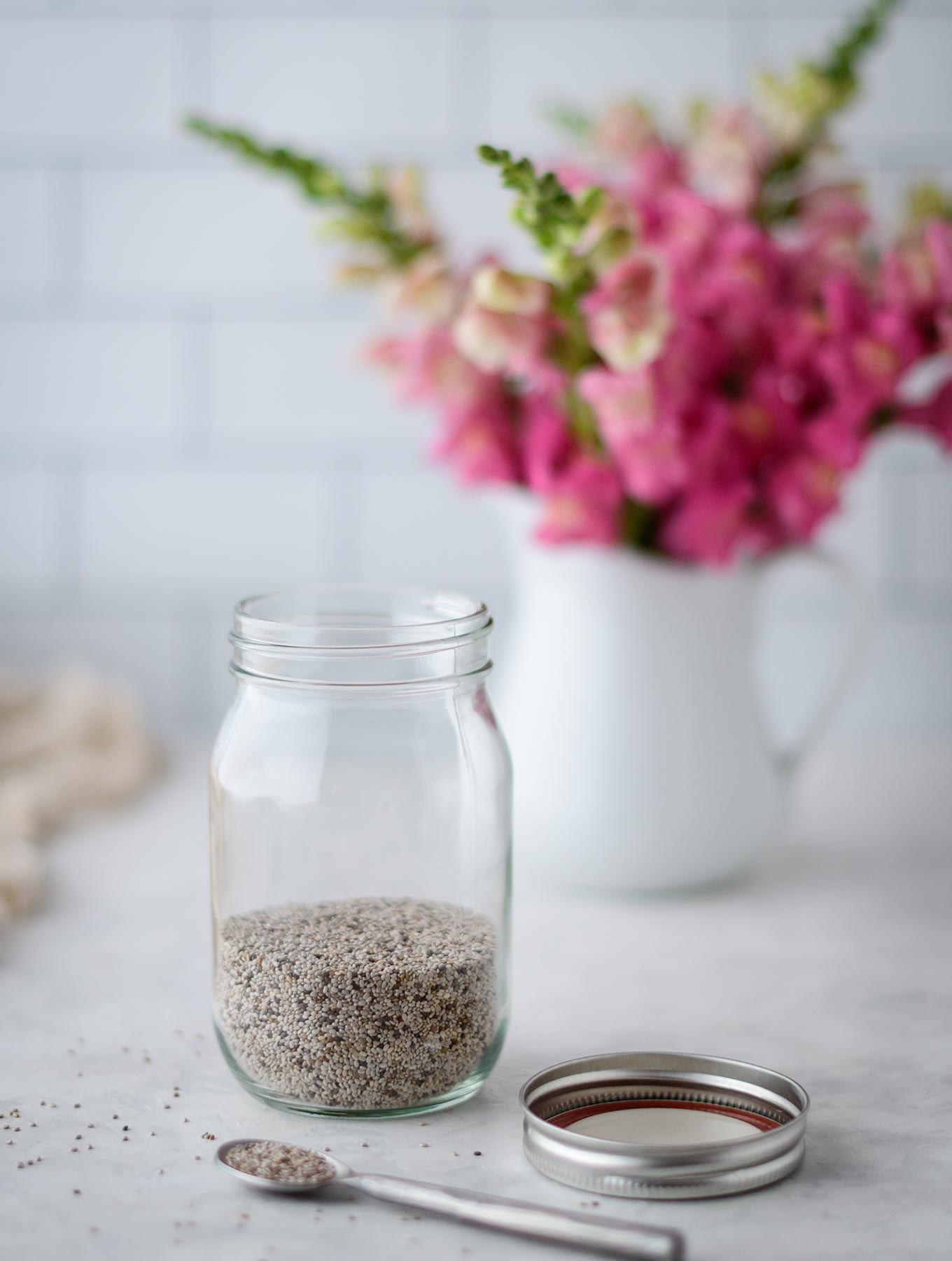 Jar of chia seeds