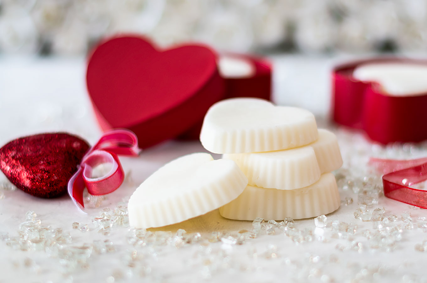 Stack of heart shaped lotion bars