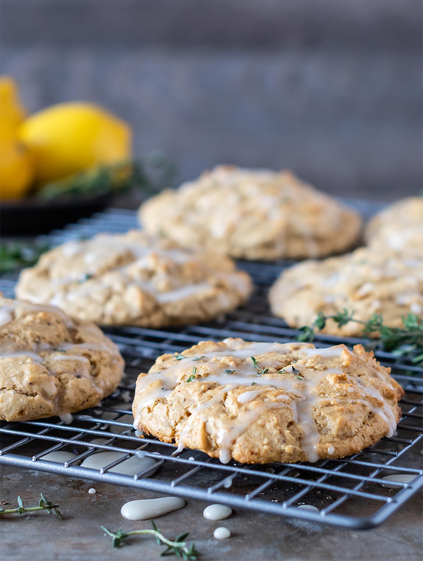 Close up of lemon thyme scones