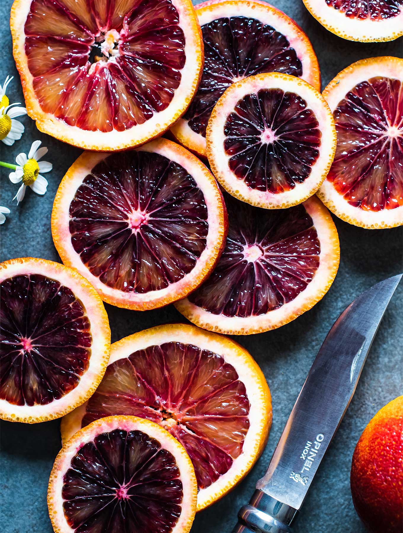 overhead shot of blood oranges