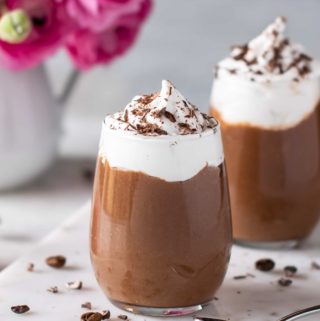 vegan espresso chocolate mousse on marble