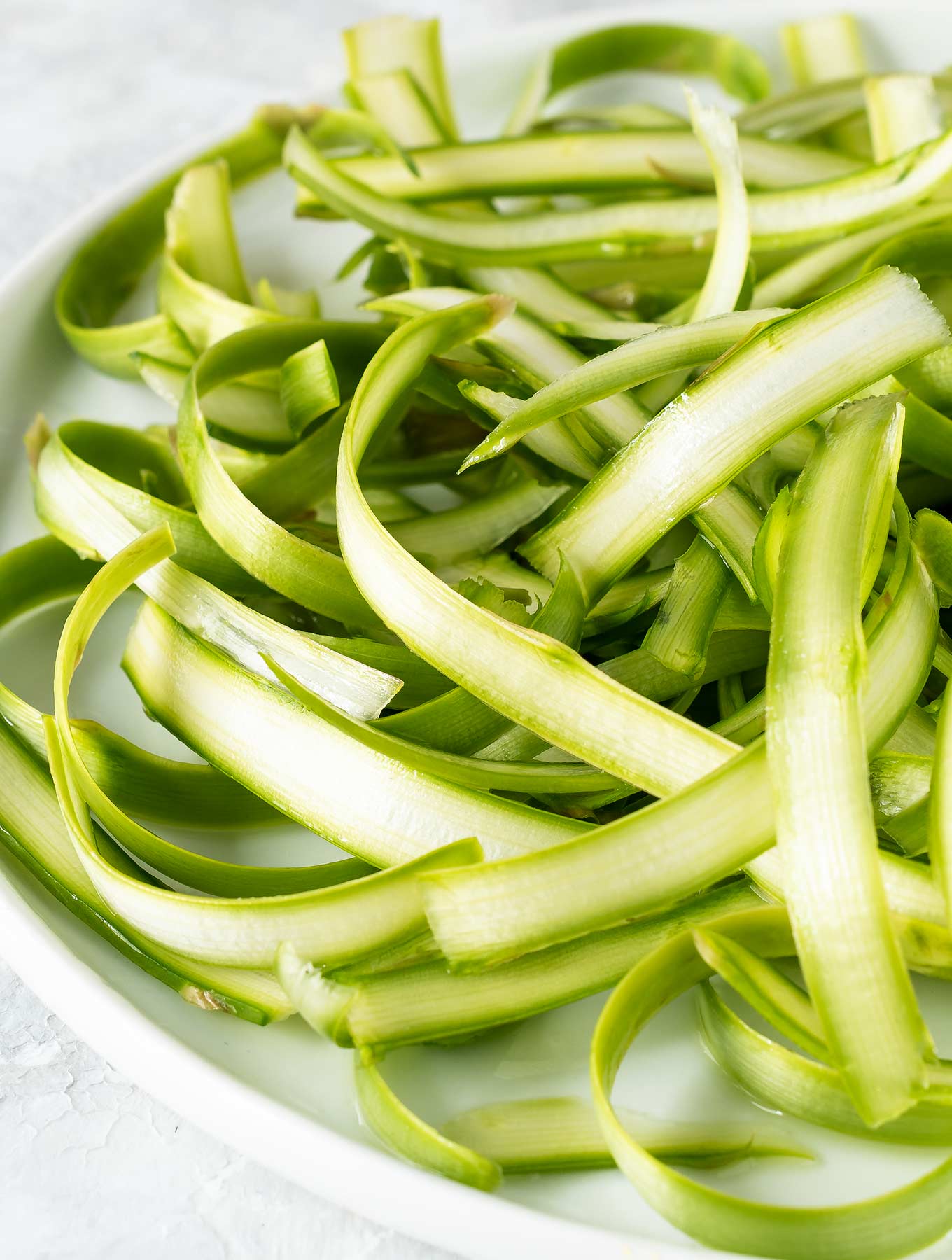 Plate of shaved asparagus