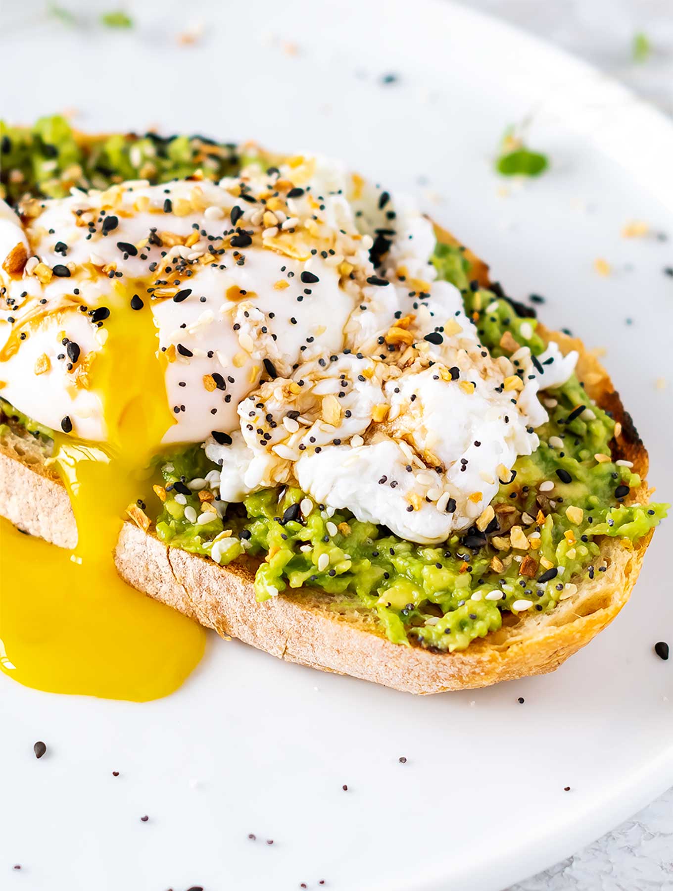 Avocado toast with a poached egg