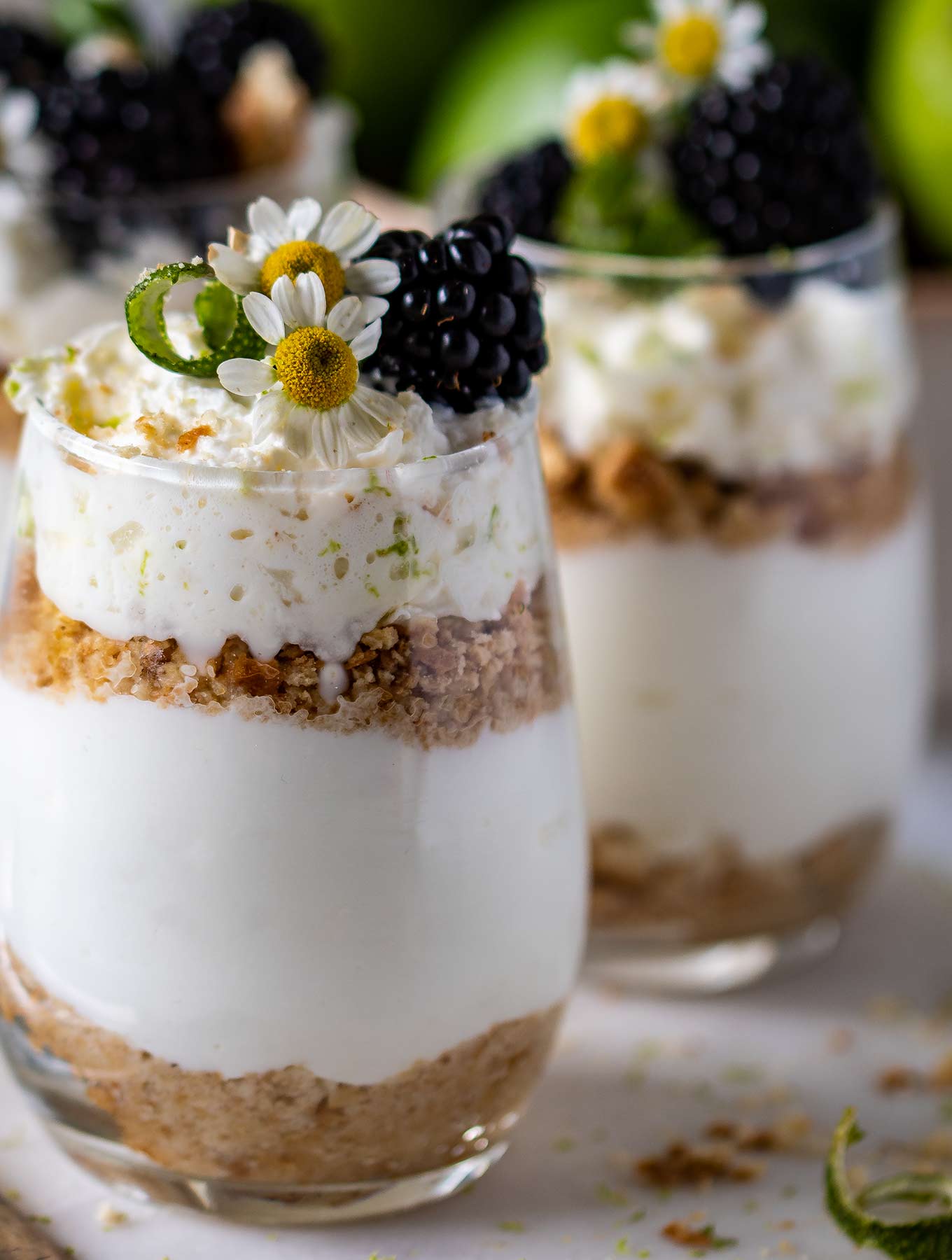 Close up of key lime pie parfait