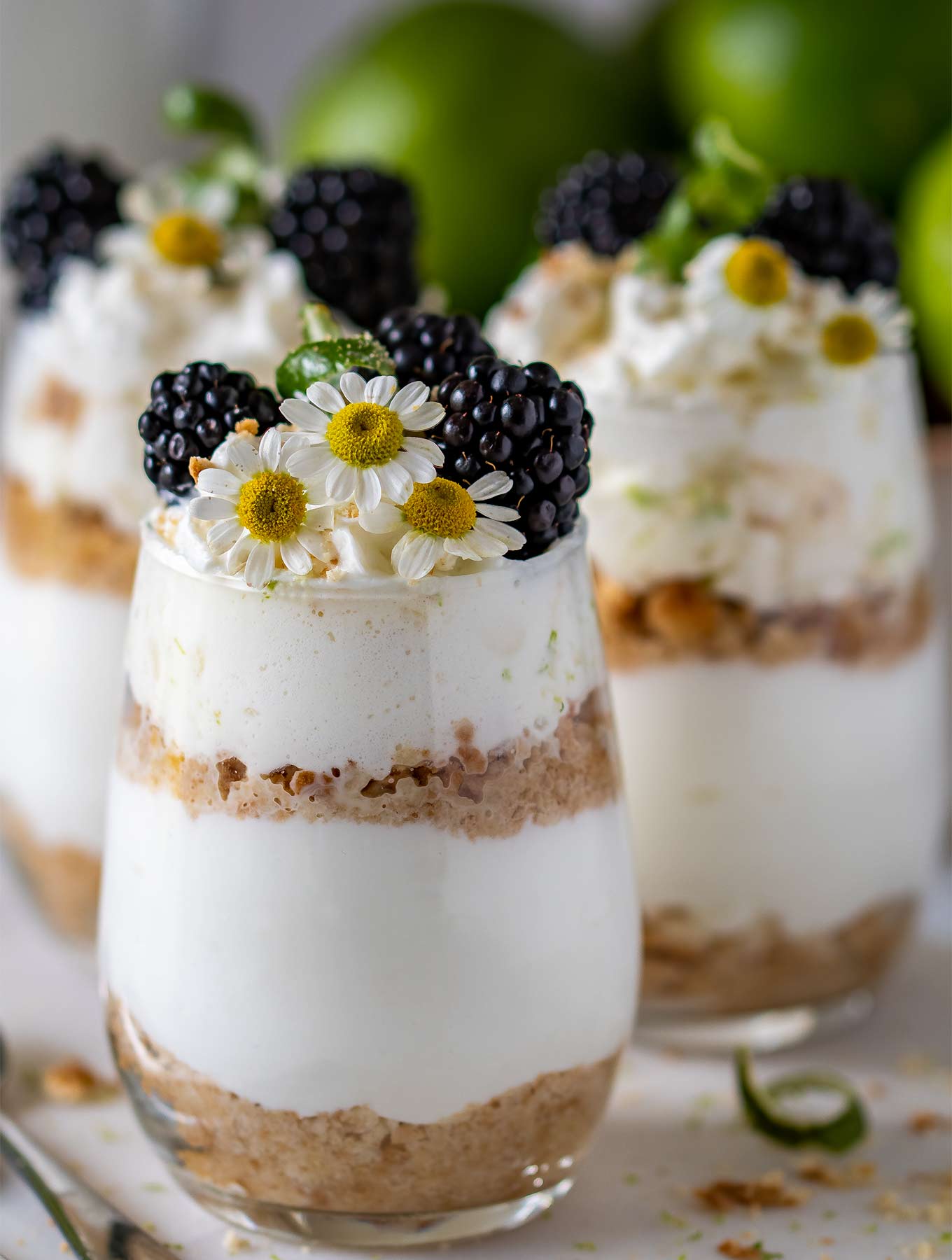 Close up of key lime pie parfait