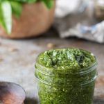 Small jar of pumpkin seed pesto