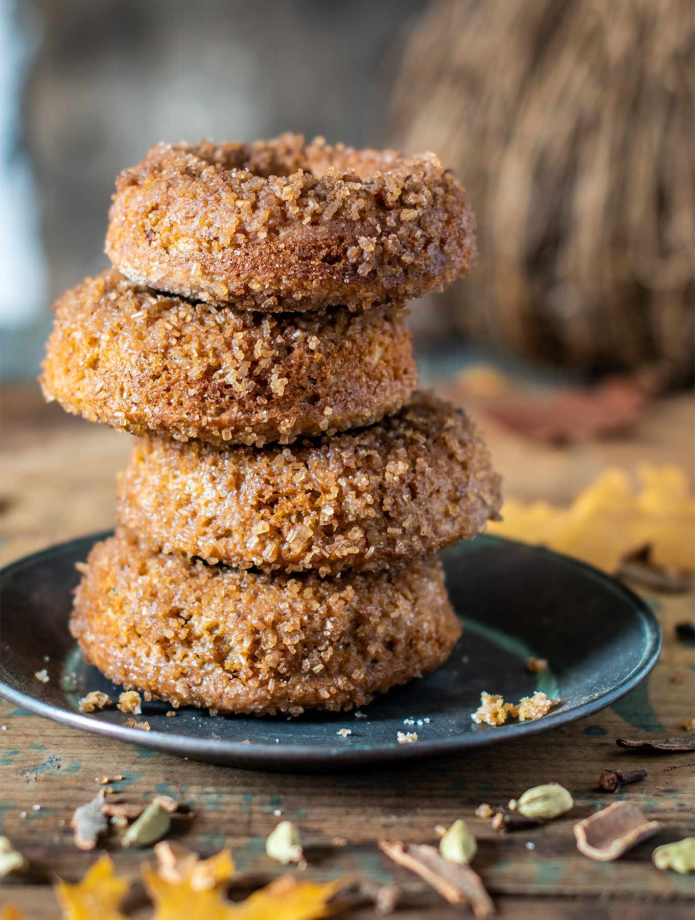 stack of sugared cardamom donuts