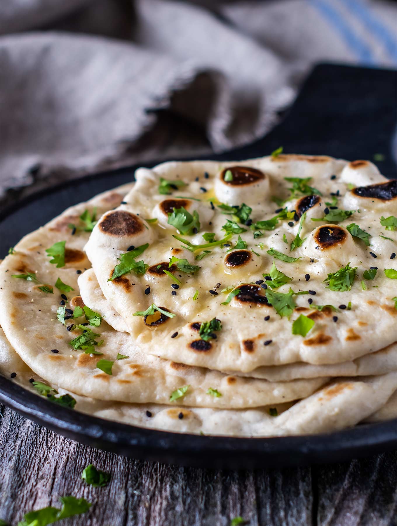 Close up of naan bread