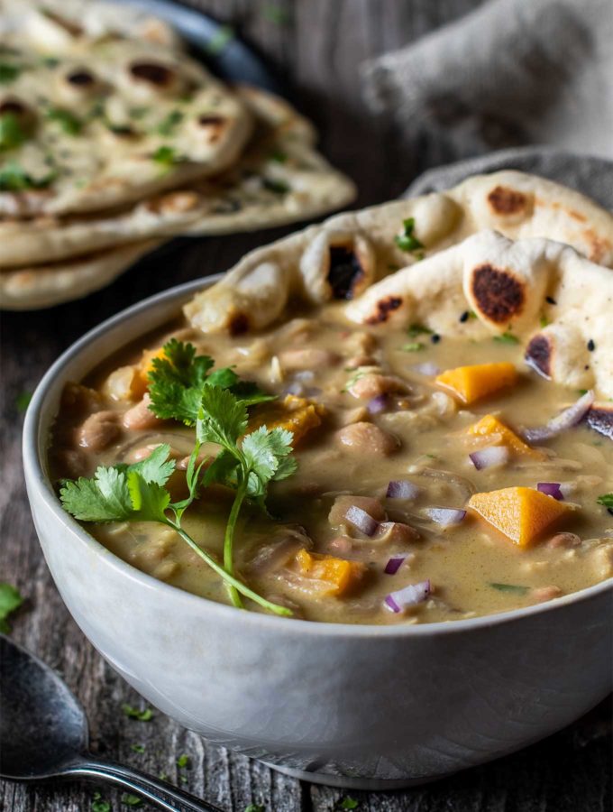 Close up of thai green curry chicken chili